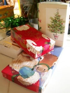 recycled christmas card boxes