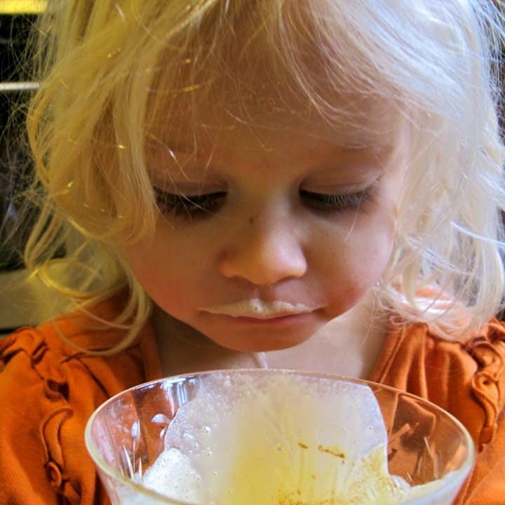 girl with homemade eggnog