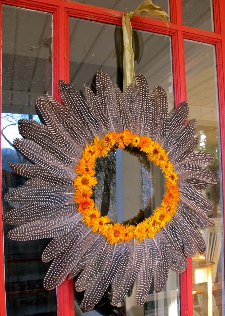 guinea feather wreath