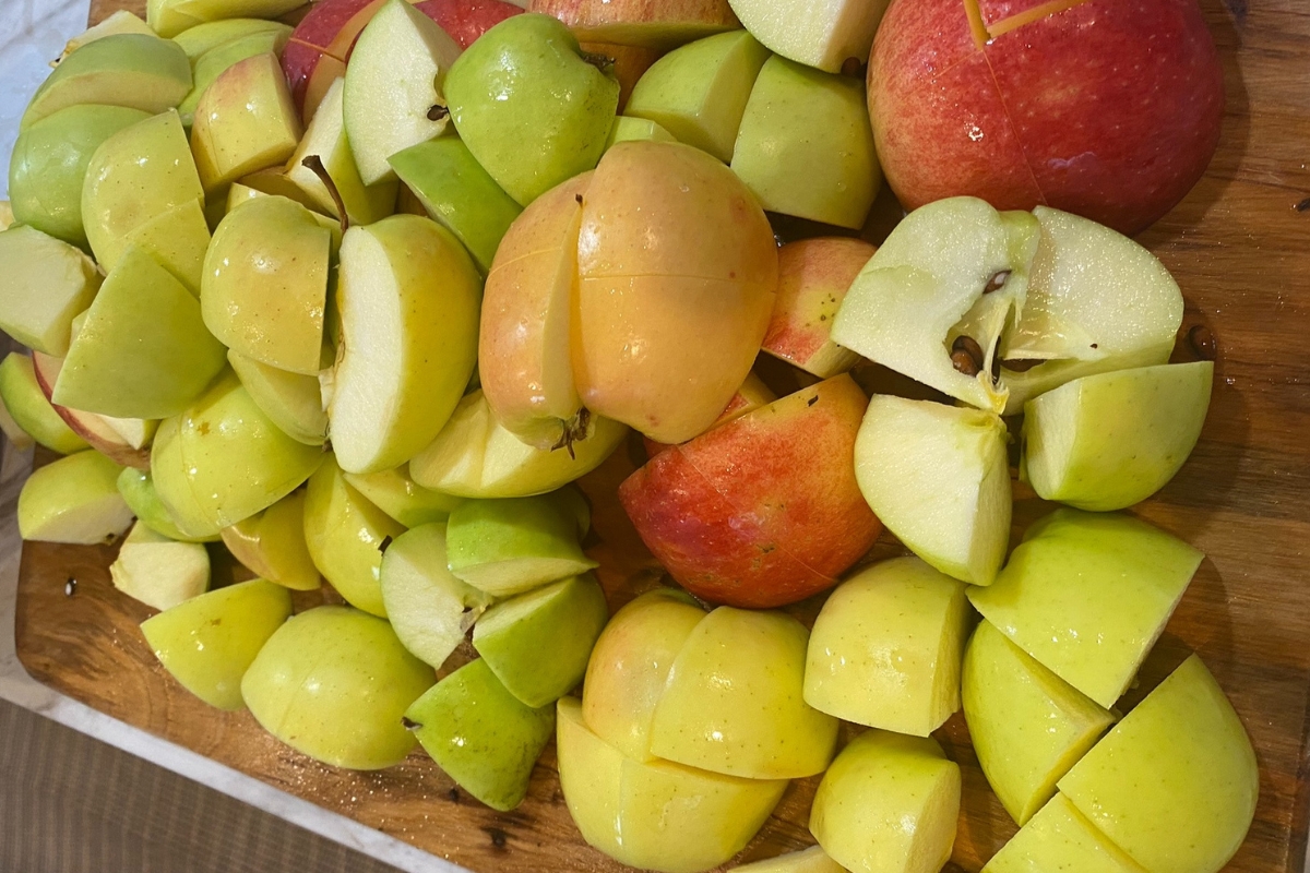 quartered apples for applesauce