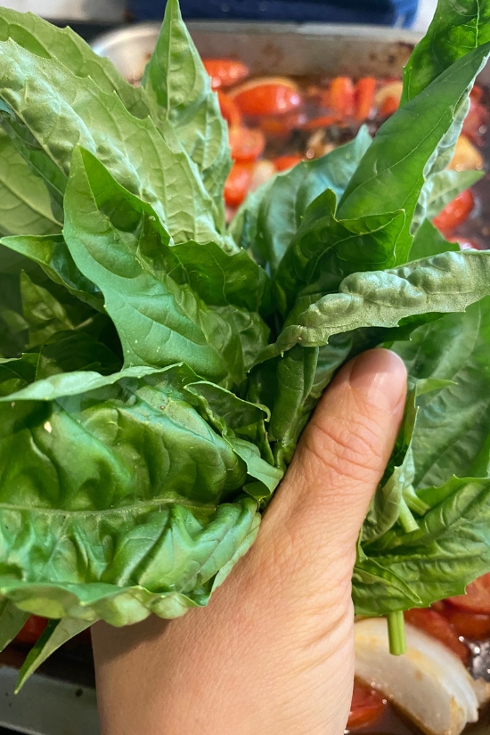 basil for roasted tomato sauce