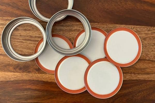 canning lids and rings on a table