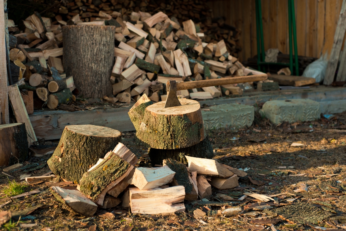 chopping wood for self sufficiency