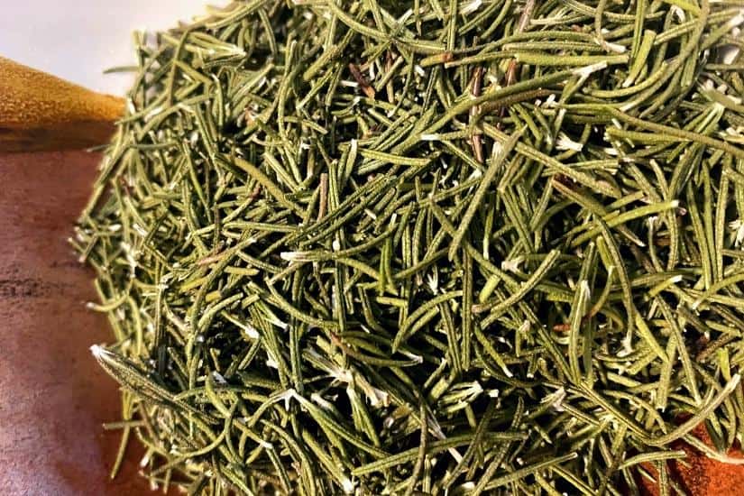 close up of dried rosemary needles
