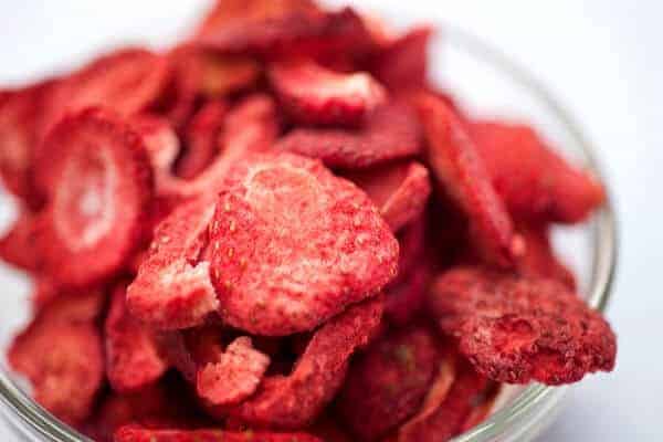 freeze dried strawberries in a bowl