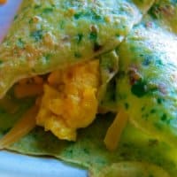 chard crepes filled with eggs