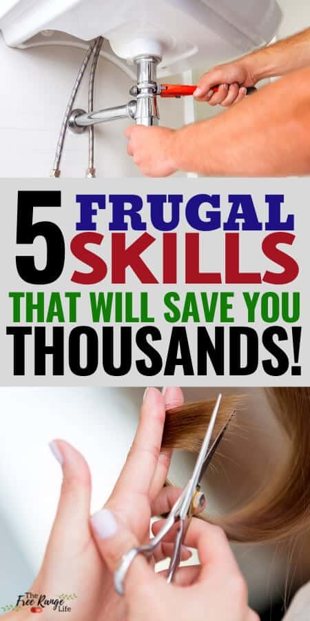 frugal skills that will save you thousand with image of plumbing and hands trimming hair