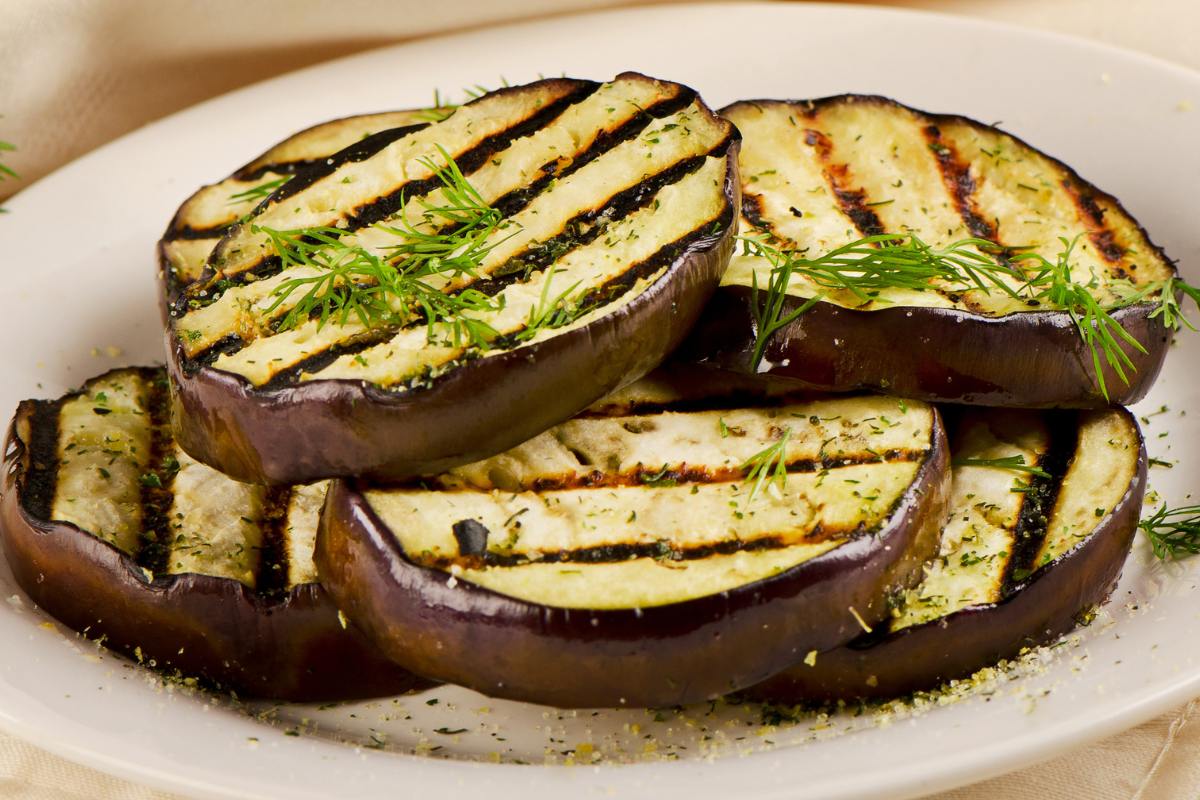 grilled eggplant on plate