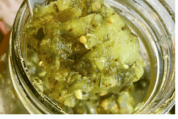 homemade pickle relish in jar