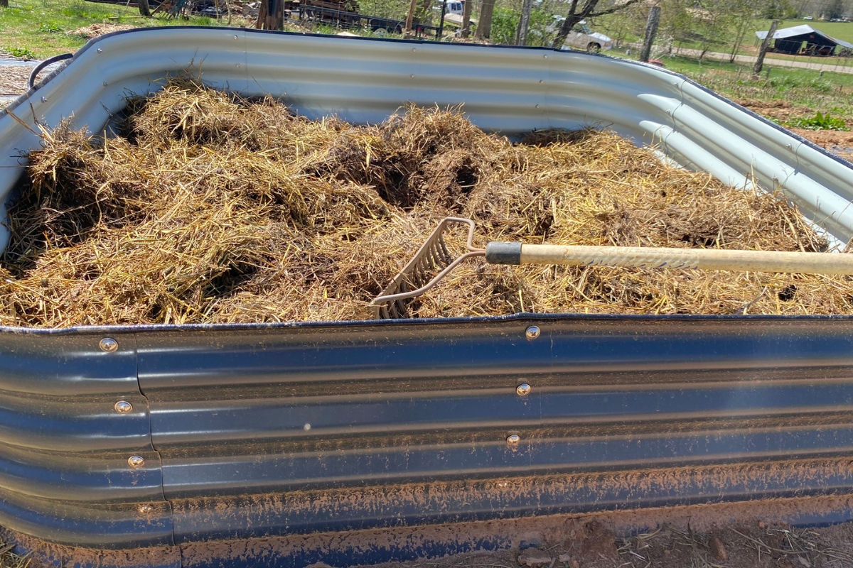 raised bed filled with spent hay