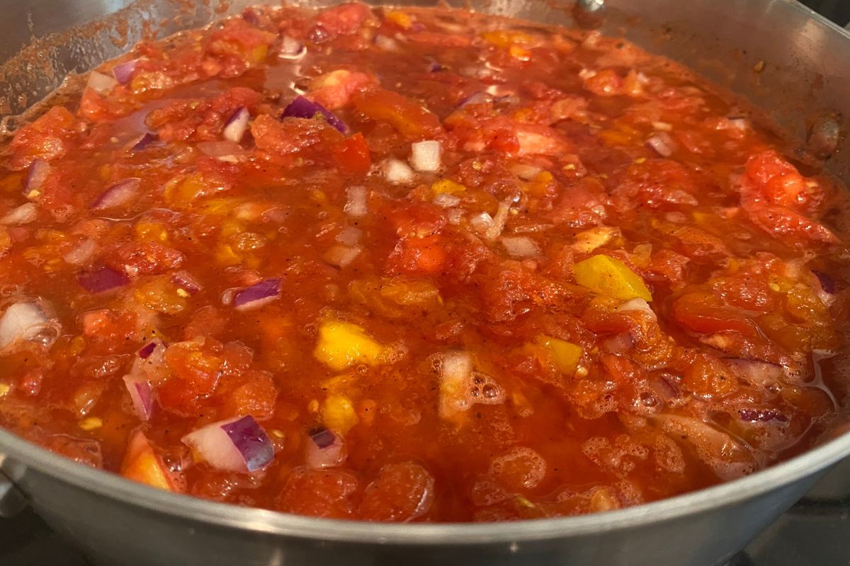 homemade salsa in a pot

