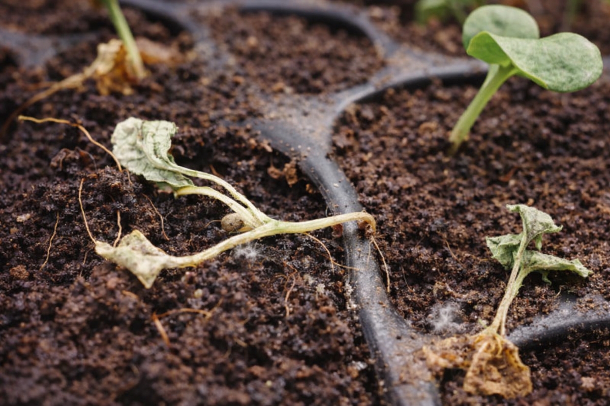 damping off caused sick and dead seedling