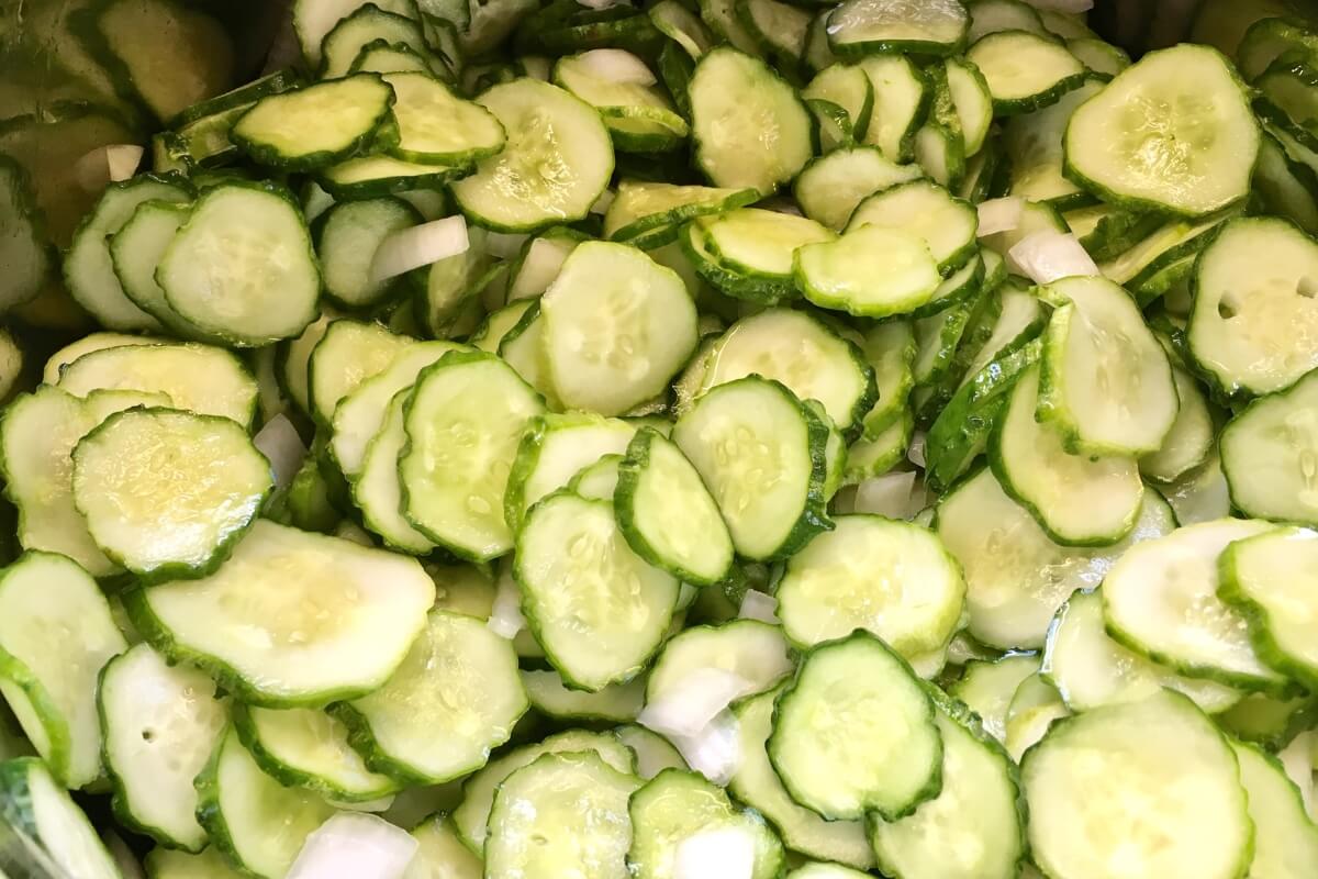 sliced cucumbers for refrigerator pickles 