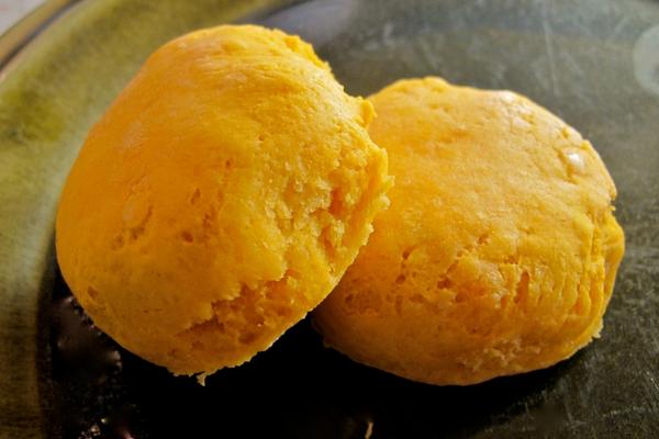 2 sweet potato biscuits on a plate